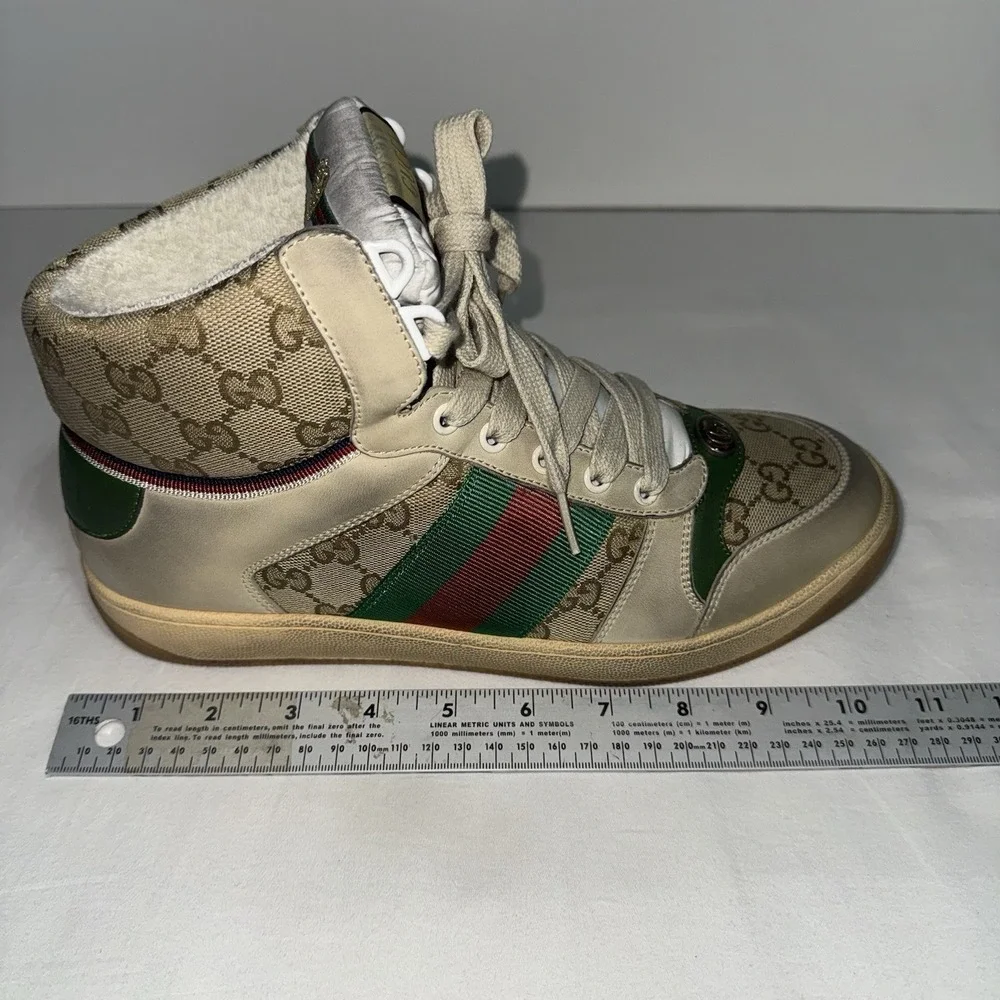 Gucci Screener High Top Sneakers GG Men's 7.5 (US 8.5) Original Box Monogram NWT